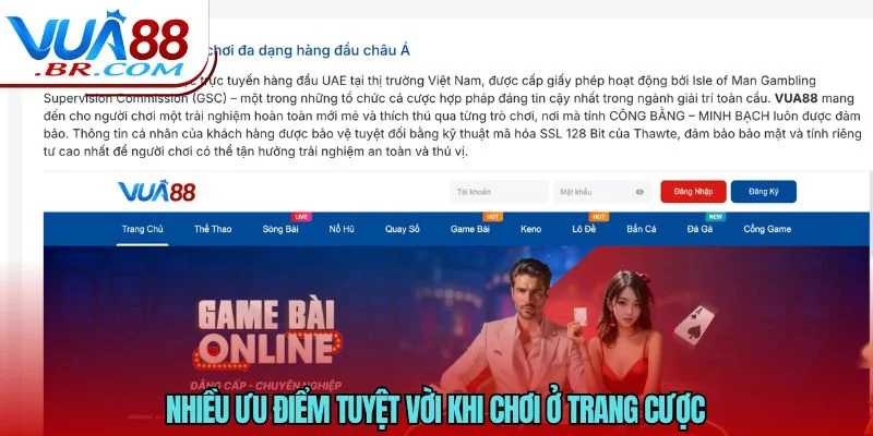 Nhiều ưu điểm tuyệt vời khi chơi ở trang cược 